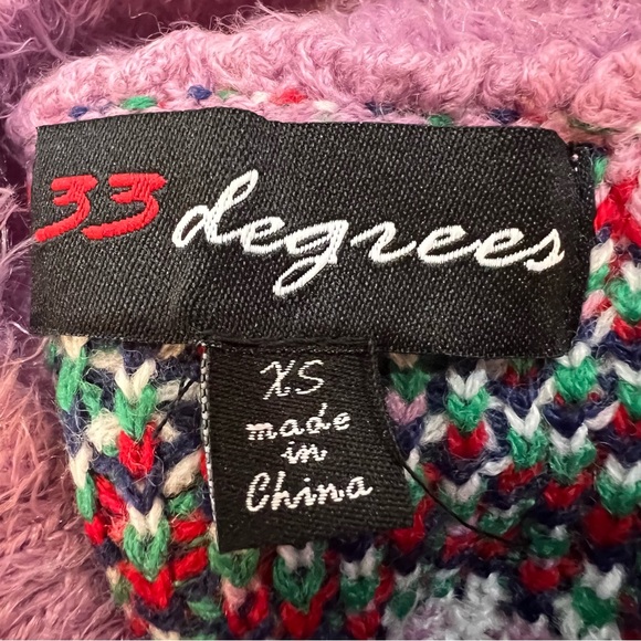 33 DEGREES Holiday Argyle Sweater Size XS X-Small High Neck Cropped Soft Fuzzy - Picture 7 of 11